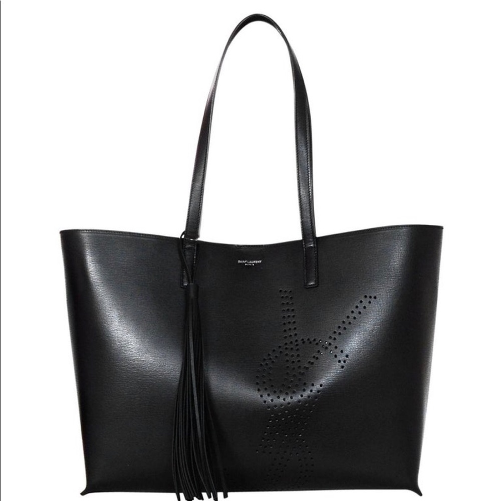 YSL Perforated Shopping Tote Bag Tassel & Insert